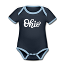 Ohio Baby Bodysuit - Organic Hand Lettered Ohio Baby Bodysuit - navy/sky