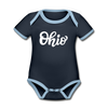 Ohio Baby Bodysuit - Organic Hand Lettered Ohio Baby Bodysuit - navy/sky