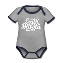 South Dakota Baby Bodysuit - Organic Hand Lettered South Dakota Baby Bodysuit - heather gray/navy