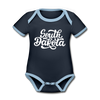 South Dakota Baby Bodysuit - Organic Hand Lettered South Dakota Baby Bodysuit - navy/sky