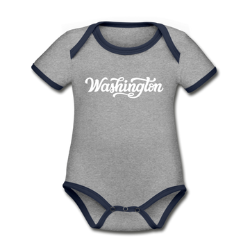 Washington Baby Bodysuit - Organic Hand Lettered Washington Baby Bodysuit - heather gray/navy
