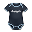 Washington Baby Bodysuit - Organic Hand Lettered Washington Baby Bodysuit - navy/sky