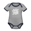 New York Baby Bodysuit - Organic Hand Lettered New York Baby Bodysuit - heather gray/navy