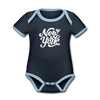 New York Baby Bodysuit - Organic Hand Lettered New York Baby Bodysuit - navy/sky