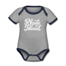 Rhode Island Baby Bodysuit - Organic Hand Lettered Rhode Island Baby Bodysuit - heather gray/navy