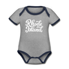Rhode Island Baby Bodysuit - Organic Hand Lettered Rhode Island Baby Bodysuit - heather gray/navy