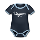 Virginia Baby Bodysuit - Organic Hand Lettered Virginia Baby Bodysuit - navy/sky
