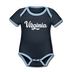 Virginia Baby Bodysuit - Organic Hand Lettered Virginia Baby Bodysuit - navy/sky