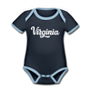 Virginia Baby Bodysuit - Organic Hand Lettered Virginia Baby Bodysuit - navy/sky