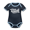 Utah Baby Bodysuit - Organic Hand Lettered Utah Baby Bodysuit - navy/sky