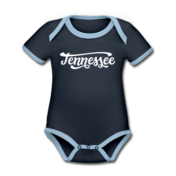 Tennessee Baby Bodysuit - Organic Hand Lettered Tennessee Baby Bodysuit - navy/sky