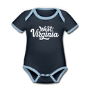West Virginia Baby Bodysuit - Organic Hand Lettered West Virginia Baby Bodysuit - navy/sky