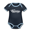 Wyoming Baby Bodysuit - Organic Hand Lettered Wyoming Baby Bodysuit - navy/sky