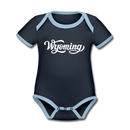 Wyoming Baby Bodysuit - Organic Hand Lettered Wyoming Baby Bodysuit - navy/sky