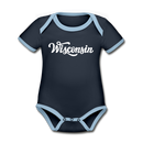Wisconsin Baby Bodysuit - Organic Hand Lettered Wisconsin Baby Bodysuit - navy/sky
