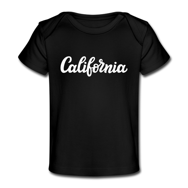 California Baby T-Shirt - Organic Hand Lettered California Infant T-Shirt - black