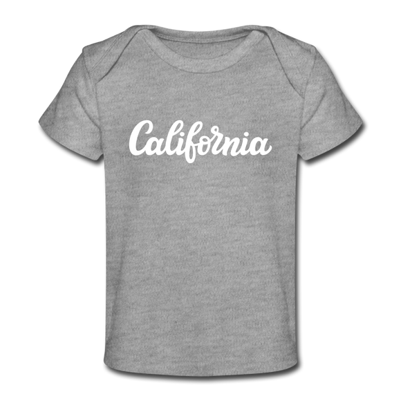 California Baby T-Shirt - Organic Hand Lettered California Infant T-Shirt - heather gray