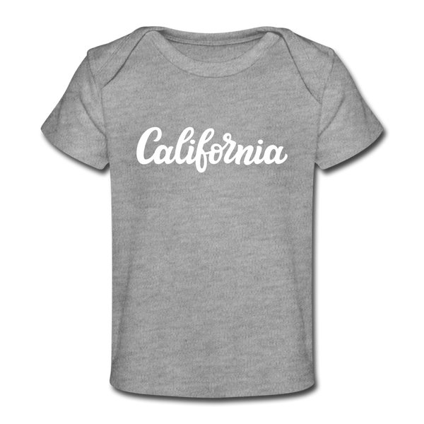 California Baby T-Shirt - Organic Hand Lettered California Infant T-Shirt - heather gray