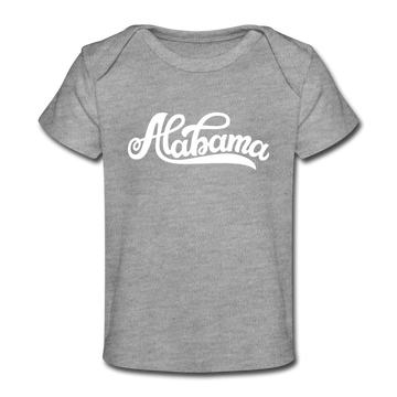 Alabama Baby T-Shirt - Organic Hand Lettered Alabama Infant T-Shirt - heather gray