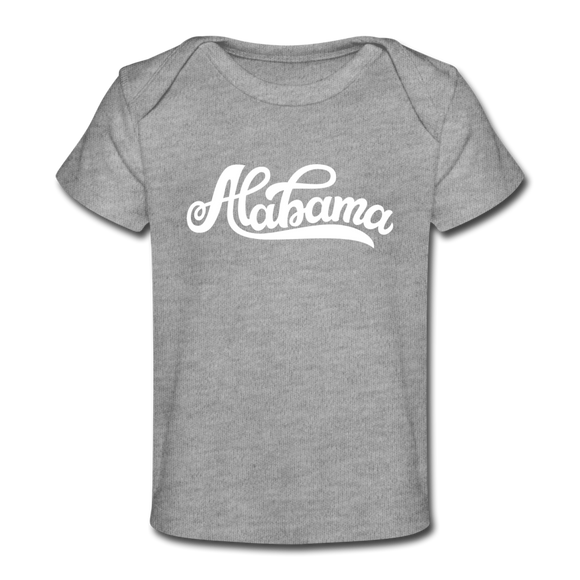 Alabama Baby T-Shirt - Organic Hand Lettered Alabama Infant T-Shirt - heather gray