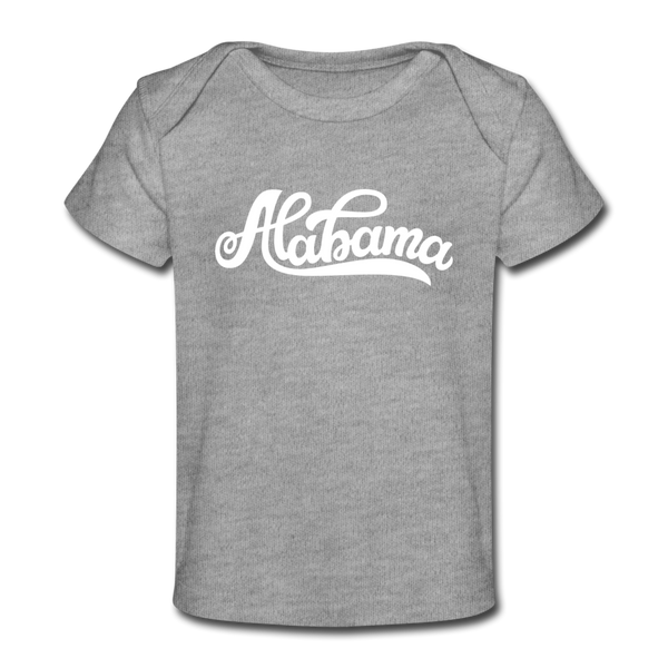 Alabama Baby T-Shirt - Organic Hand Lettered Alabama Infant T-Shirt - heather gray