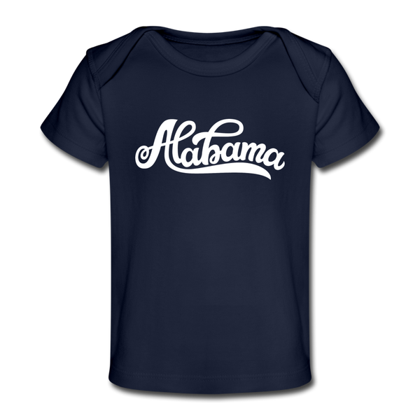 Alabama Baby T-Shirt - Organic Hand Lettered Alabama Infant T-Shirt - dark navy