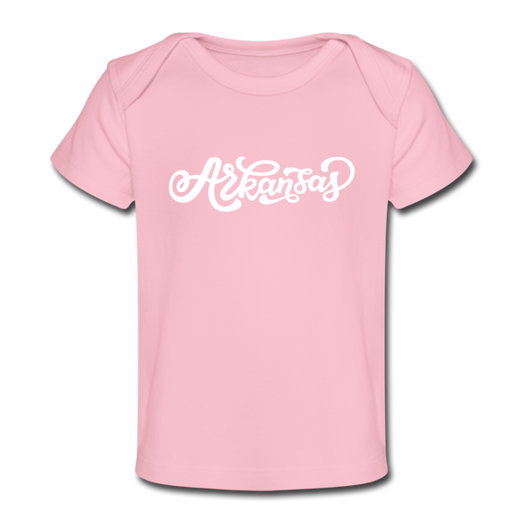 Arkansas Baby T-Shirt - Organic Hand Lettered Arkansas Infant T-Shirt - light pink