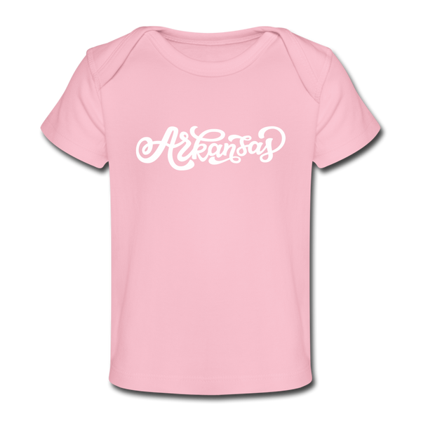 Arkansas Baby T-Shirt - Organic Hand Lettered Arkansas Infant T-Shirt - light pink