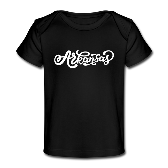 Arkansas Baby T-Shirt - Organic Hand Lettered Arkansas Infant T-Shirt - black