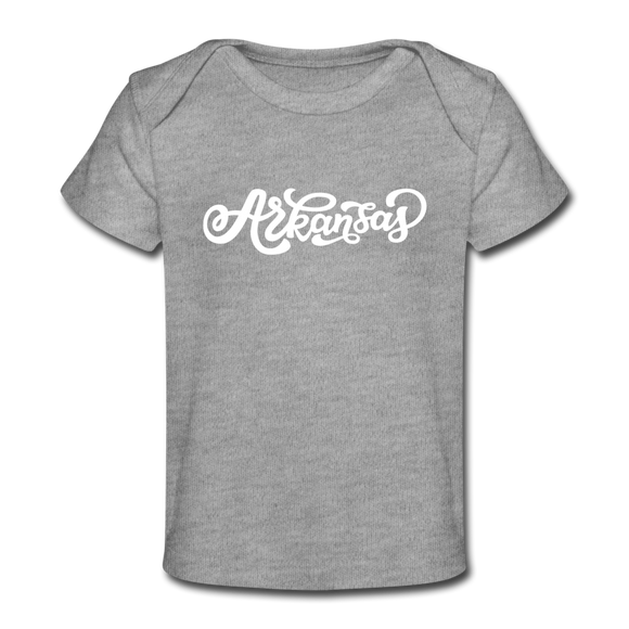 Arkansas Baby T-Shirt - Organic Hand Lettered Arkansas Infant T-Shirt - heather gray