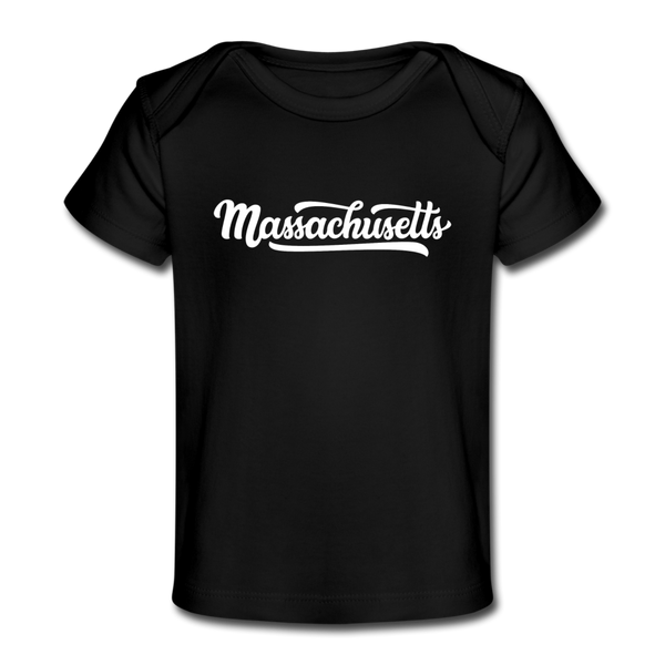 Massachusetts Baby T-Shirt - Organic Hand Lettered Massachusetts Infant T-Shirt - black
