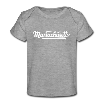Massachusetts Baby T-Shirt - Organic Hand Lettered Massachusetts Infant T-Shirt - heather gray