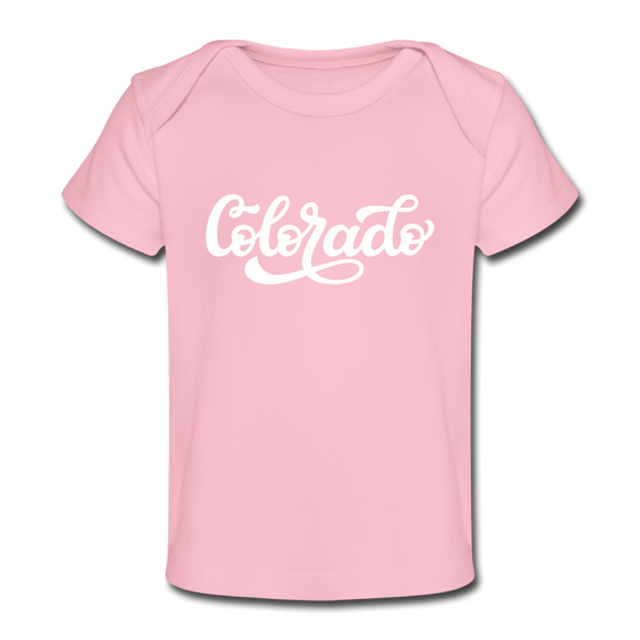 Colorado Baby T-Shirt - Organic Hand Lettered Colorado Infant T-Shirt - light pink