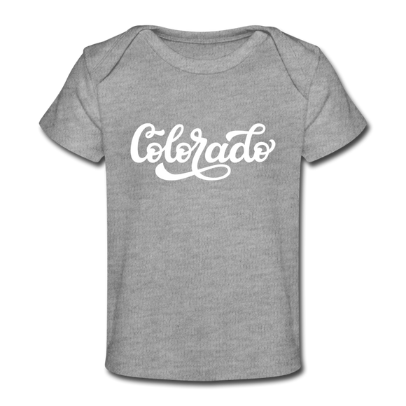 Colorado Baby T-Shirt - Organic Hand Lettered Colorado Infant T-Shirt - heather gray