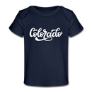 Colorado Baby T-Shirt - Organic Hand Lettered Colorado Infant T-Shirt - dark navy