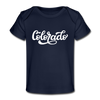 Colorado Baby T-Shirt - Organic Hand Lettered Colorado Infant T-Shirt - dark navy