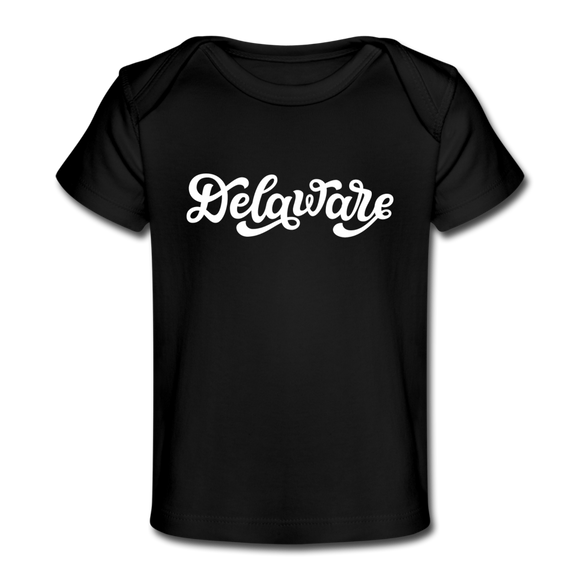 Delaware Baby T-Shirt - Organic Hand Lettered Delaware Infant T-Shirt - black