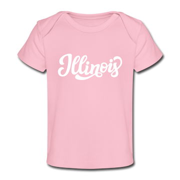 Illinois Baby T-Shirt - Organic Hand Lettered Illinois Infant T-Shirt - light pink