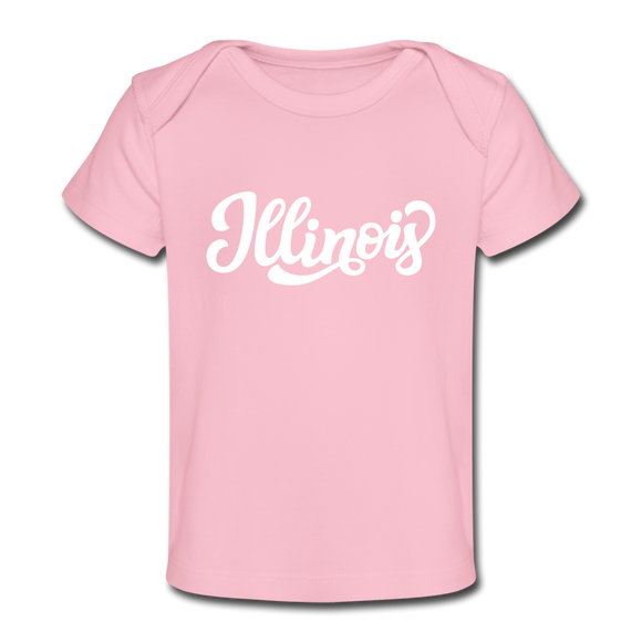 Illinois Baby T-Shirt - Organic Hand Lettered Illinois Infant T-Shirt - light pink