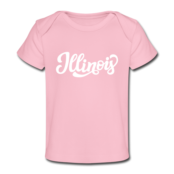 Illinois Baby T-Shirt - Organic Hand Lettered Illinois Infant T-Shirt - light pink