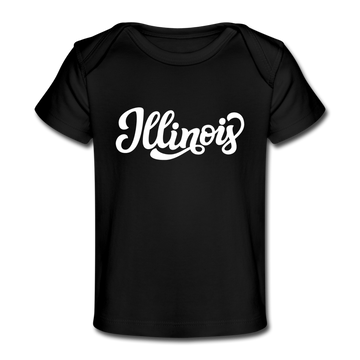 Illinois Baby T-Shirt - Organic Hand Lettered Illinois Infant T-Shirt - black