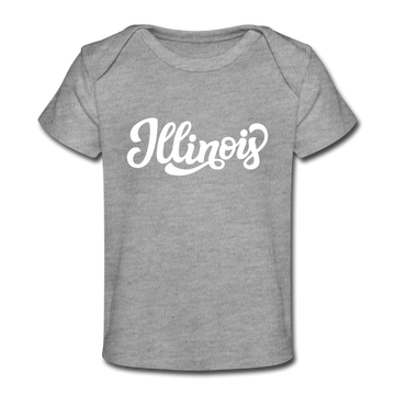 Illinois Baby T-Shirt - Organic Hand Lettered Illinois Infant T-Shirt - heather gray