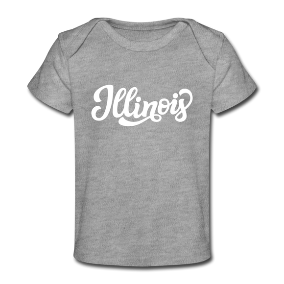 Illinois Baby T-Shirt - Organic Hand Lettered Illinois Infant T-Shirt - heather gray