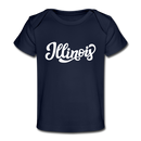 Illinois Baby T-Shirt - Organic Hand Lettered Illinois Infant T-Shirt - dark navy