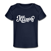 Illinois Baby T-Shirt - Organic Hand Lettered Illinois Infant T-Shirt - dark navy