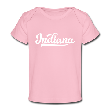 Indiana Baby T-Shirt - Organic Hand Lettered Indiana Infant T-Shirt - light pink