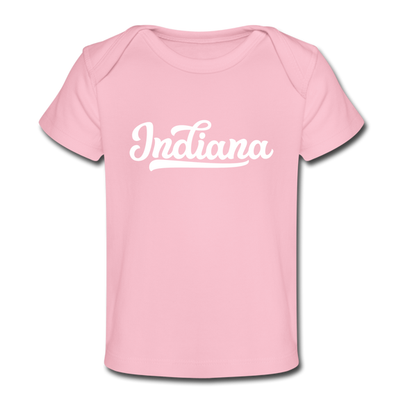 Indiana Baby T-Shirt - Organic Hand Lettered Indiana Infant T-Shirt - light pink