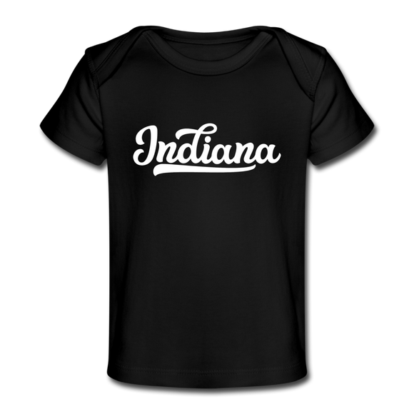 Indiana Baby T-Shirt - Organic Hand Lettered Indiana Infant T-Shirt - black