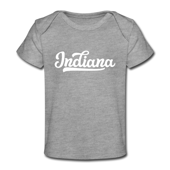 Indiana Baby T-Shirt - Organic Hand Lettered Indiana Infant T-Shirt - heather gray