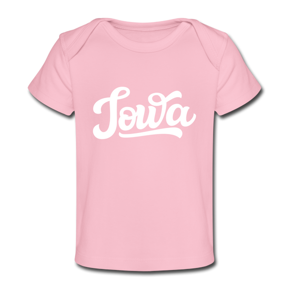 Iowa Baby T-Shirt - Organic Hand Lettered Iowa Infant T-Shirt - light pink